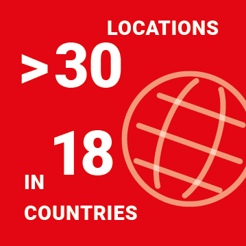 More than 30 locations in 18 countries