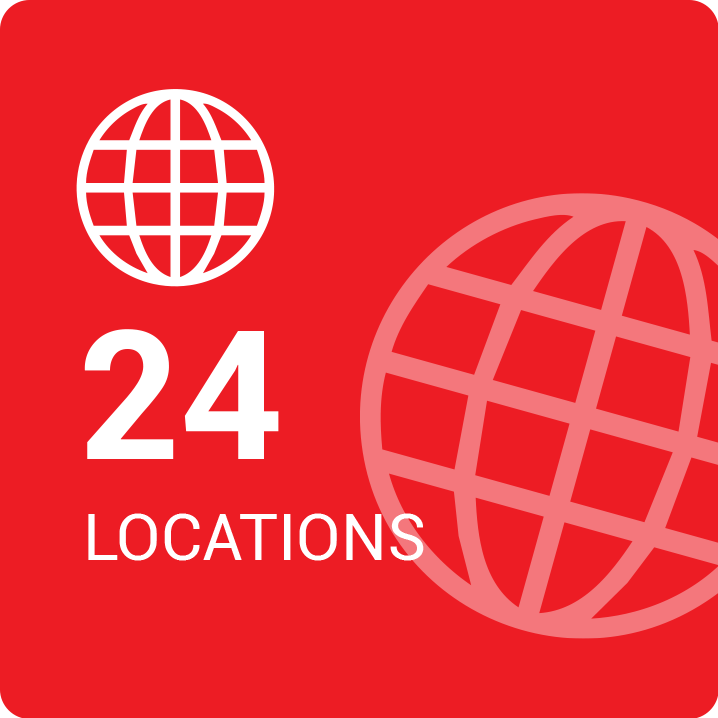 24 locations worldwide