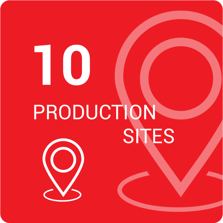 10 production sites worldwide